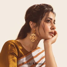 Load image into Gallery viewer, GOLD TONED CROSS CREST DROP EARRINGS WORN BY RAASHI KHANNA
