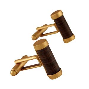 Golden Capsule Cufflinks with Wood
