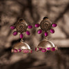92.5 SILVER FLOWER STAMP & RETICULATED JHUMKA EARRING