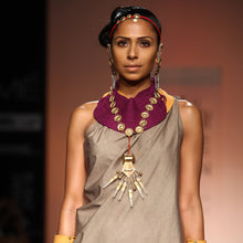 Load image into Gallery viewer, GOLD PLATED BUTTONS LONG NECKPIECE WORN BY VIDHYA BALAN
