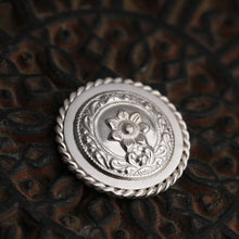 Load image into Gallery viewer, 92.5 Sterling Silver Coin with entwined border and bold floral emblem detailing
