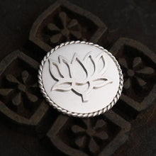 Load image into Gallery viewer, 92.5 Sterling Silver Coin with entwined border and intricate lotus flower detailing
