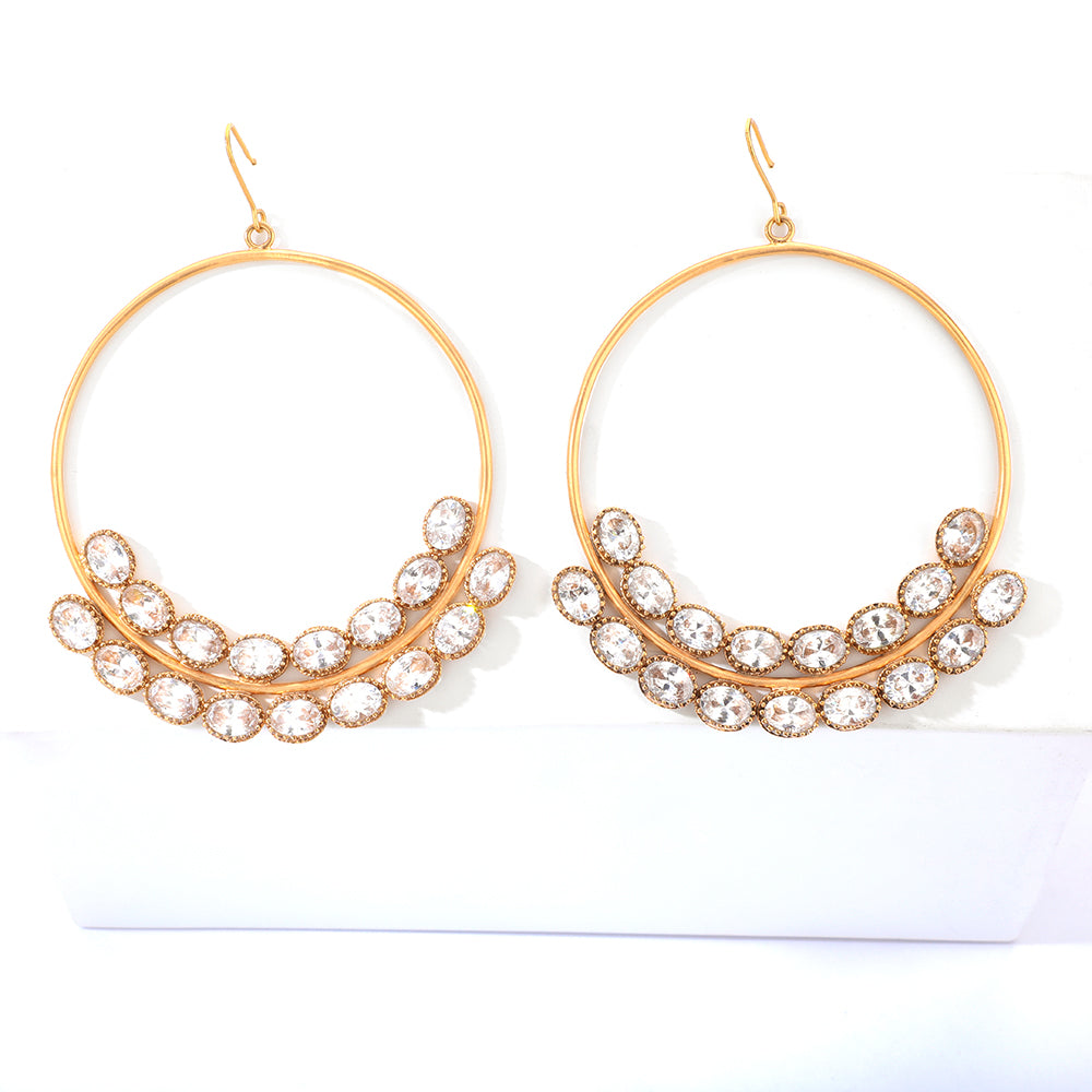 Gold toned hoops embellished with crystal