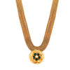 Gold Foliage necklace with green crystal pendant