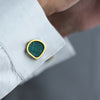 BOLD ASYMMETRICAL CUFFLINK WITH TEXTILE DETAILING