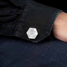 Load image into Gallery viewer, STRIKING HEXAGON CUFFLINK WITH ORGANIC IMPRINT
