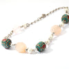 SILVER PLATED ROSE QTZ, PEARLS AND TIBETAN BEADS CHOKER