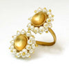 Gold Toned Double Circle Pearl Ring