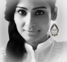 Load image into Gallery viewer, Oxidised Silver Multi-Drop Hoop Earrings with Pearls
