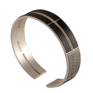 SILVER PLATED BRACELET WITH STRIPS LEATHER WORN BY AMIRKHAN