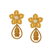 Load image into Gallery viewer, floral-ganesha-drop-earrings-with-pearls
