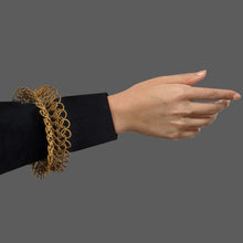 Load image into Gallery viewer, Looped and D Linked Gold plated Contemporary cuff.
