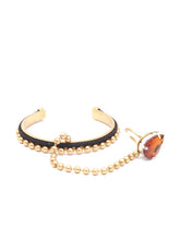Load image into Gallery viewer, Brown gold-plated handcrafted chain ring bracelet
