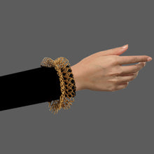 Load image into Gallery viewer, Looped and D Linked Gold plated Contemporary cuff.
