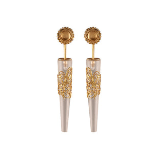 Gold Toned Acrylic Cone Filigree Earrings Worn By Aishwarya Rai