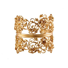 Load image into Gallery viewer, gold-double-swirl-cuff-worn-by-dia-mirja
