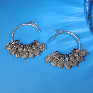 Oxidised Silver Temple Jhumka Earrings  Silvermerc Designs