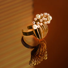 Load image into Gallery viewer, Coral White Pearl Gold Plated Ring
