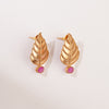 GOLD PLATED BIG LEAF AND RED XTL EARRING