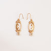 GOLD PLATED OVAL LEAFAGE AND SQUARE PEARLS EARRING