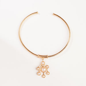 GOLD PLATED WIRE ANKLET WITH CLUSTER PEARL HANGING (SINGLE)