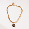 GOLD PLATED THIN FLAT CHAIN ANKLET WITH MARIGOLDL HANGING
