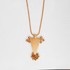GOLD PLATED DORI CHAIN NECKPIECE WITH STAMP AND TRIANGLE GHUNGROO PENDANT