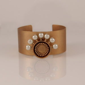 GOLD PLATED SUN MOTIF PLAIN MEDIUM CUFF