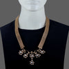 GOLD PLATED 3D CHAIN NECKPIECE WITH PEARL CLUSTERS ON CENTER