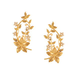 GOLD PLATED WILDERNESS AND ETCHING FLOWER EARCUFF