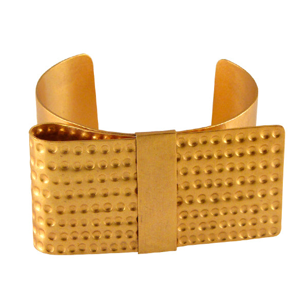 GOLD PLATED BEATEN BOW CUFF