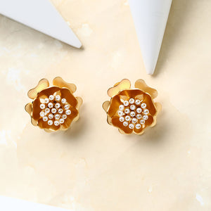 Marvellous Golden Flower Earrings worn by Niharika Konidela