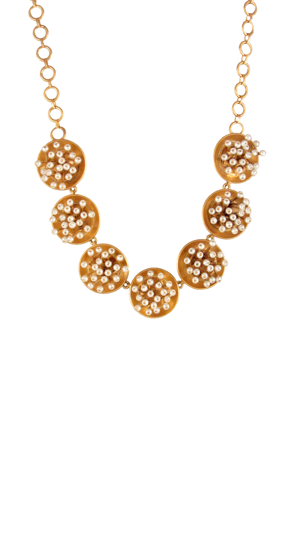 GOLD PLATED 7 WIRE PEARL COINS NECKPIECE