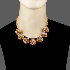 GOLD PLATED 7 WIRE PEARL COINS NECKPIECE