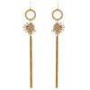 GOLD PLATED TWISTED RING, WIRE PEARL AND TASSEL LONG EARRING