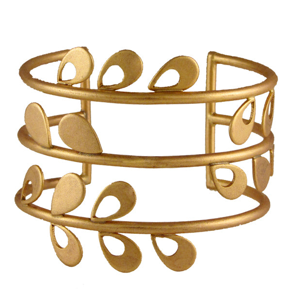 GOLD PLATED 3 STRIP FEATHER CUFF