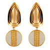 GOLD PLATED 3 LAYER DROP AND ACRYLIC EARRING WITH BEATEN ON IT