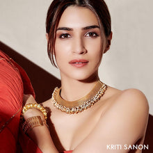 Load image into Gallery viewer, Gold Toned Mesh Necklace With Pearl &amp; Ghungroo ,Worn by Kriti Sanon and Niharika Konidela, Hansika Motwani
