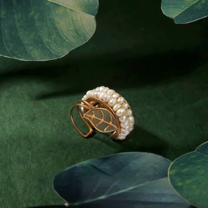 Plantains and pearls ring