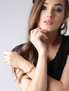 Gold-plated handcrafted hexagonal bracelet, has metallic bead detail