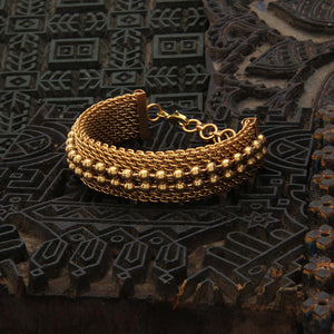 GOLD PLATED 3D AND BALL CHAIN BRACELET