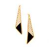 GOLD PLATED TRIANGLE WIRE CUTOUT EARRING WITH BLACK ACRYLIC