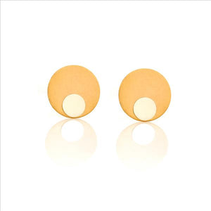 GOLD & SILVER PLATED ROUND BRICK EARRING