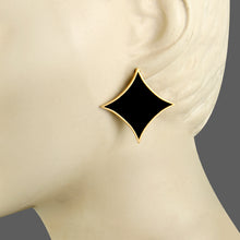 Load image into Gallery viewer, GOLD PLATED SQUARISH SHAPE BLACK ACRYLIC EARRING
