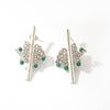 Filigree detail drop earrings embellished with emeralds