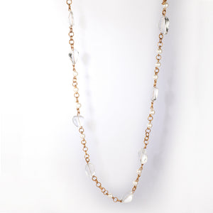 GOLD PLATED PEARLS AND CLEAR STONES NECKPIECE