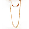 GOLD PLATED 3 LINE CHAIN LONG NECKPIECE WITH ORANGE CHALCEDONY