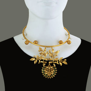 GOLD PLATED BEAD AND PEARLS HASLEE WITH SERRATE, & GREEN BP