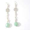Beaded chain link drop earring with opal stone and circular charm