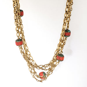 Layered chain link necklace with stone detailing